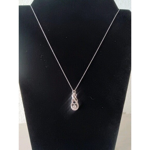 Zales Sterling Silver Infinity Pendant Gemstone Chain Necklace 18" -Discontinued - Picture 3 of 6